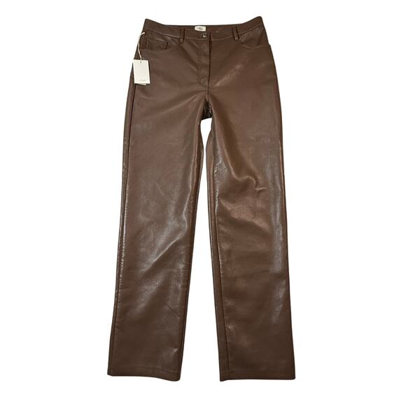 New Wilfred Aritzia Melina Faux Leather Pants Women's 14 Brown